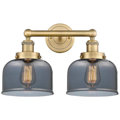 Innovations Lighting Edison Bell 15.5"w 2 Light Brushed Brass Bath Light With Plated Smoke In Gold