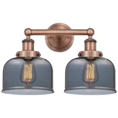 Innovations Lighting Edison Bell 15.5"w 2 Light Copper Bath Light With Smoke Shade