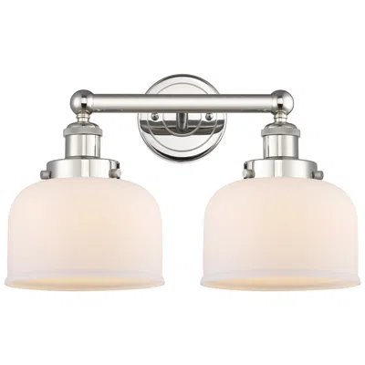 Innovations Lighting Edison Bell 15.5"w 2 Light Polished Nickel Bath Light With White Shade