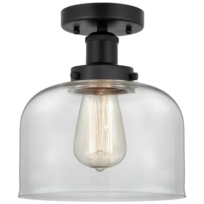Innovations Lighting Edison Bell 7" Matte Black Semi Flush Mount W/ Clear Shade