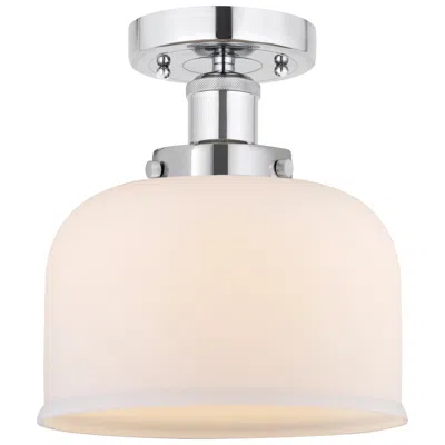 Innovations Lighting Edison Bell 7" Polished Chrome Semi Flush Mount W/ Matte White Shade