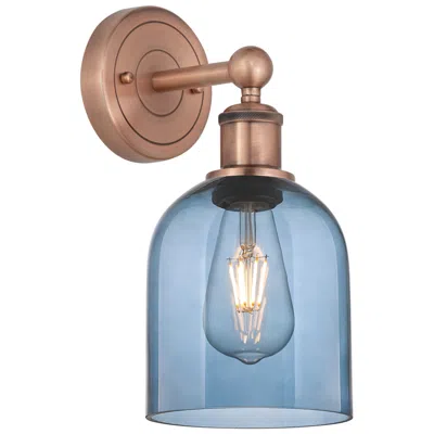 Innovations Lighting Edison Bella 11.75" High Antique Copper Sconce With Princess Blue Shad