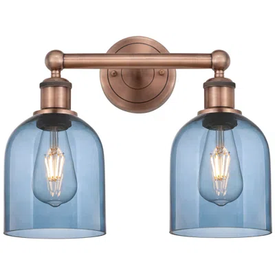 Innovations Lighting Edison Bella 14.5"w 2 Light Copper Bath Light W/ Princess Blue Shade