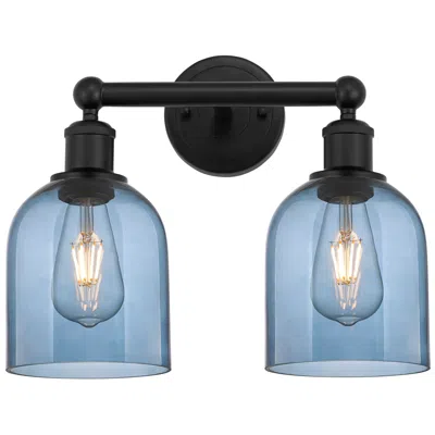 Innovations Lighting Edison Bella 14.5"w 2 Light Matte Black Bath Light W/ Princess Blue Sh