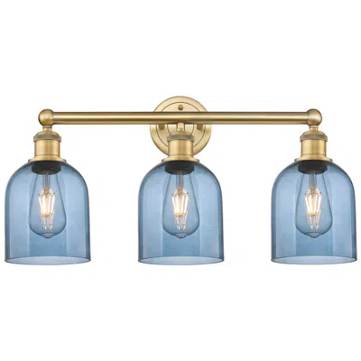 Innovations Lighting Edison Bella 23.5"w 3 Light Brushed Brass Bath Light W/ Princess Blue