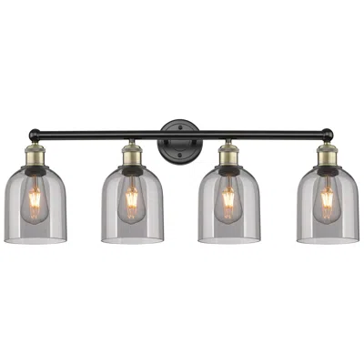 Innovations Lighting Edison Bella 32.5"w 4-light Black Brass Bath Vanity Light W/ Smoke Sha