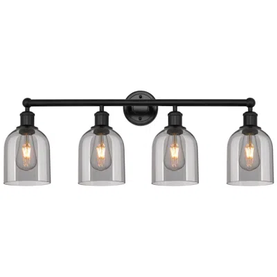 Innovations Lighting Edison Bella 32.5"w 4-light Matte Black Bath Vanity Light W/ Smoke Sha