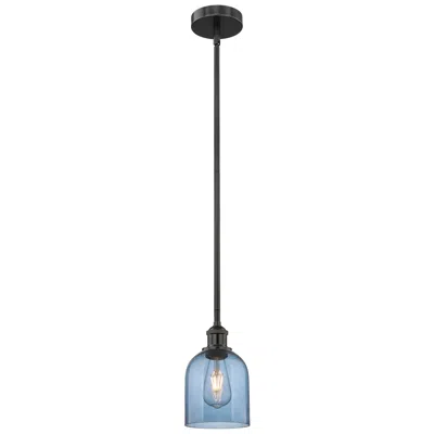 Innovations Lighting Edison Bella 5" Wide Matte Black Mini Pendant W/ Blue Glass