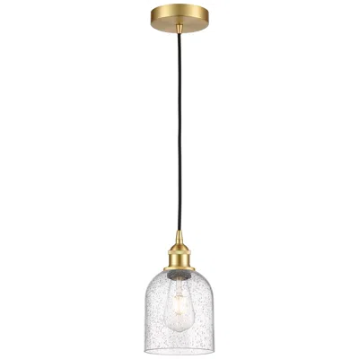 Innovations Lighting Edison Bella 5.5" Wide Satin Gold Cord Hung Mini Pendant With Seedy Sh