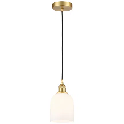 Innovations Lighting Edison Bella 5.5" Wide Satin Gold Corded Mini Pendant W/ Glossy White