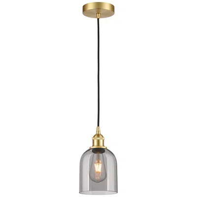 Innovations Lighting Edison Bella 5.5" Wide Satin Gold Corded Mini Pendant W/ Light Smoke S
