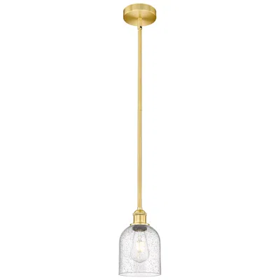 Innovations Lighting Edison Bella 5.5" Wide Satin Gold Stem Hung Mini Pendant With Seedy Sh