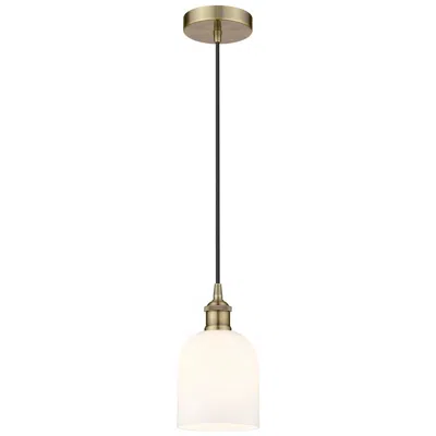 Innovations Lighting Edison Bella 5.5"w Antique Brass Corded Mini Pendant W/ Glossy White S