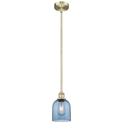 Innovations Lighting Edison Bella 5.5"w Antique Brass Stemmed Mini Pendant W/ Blue Shade