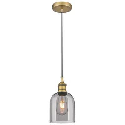 Innovations Lighting Edison Bella 5.5"w Brushed Brass Corded Mini Pendant W/ Light Smoke Sh