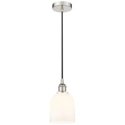 Innovations Lighting Edison Bella 5.5"w Polished Nickel Corded Mini Pendant W/ Gloss White