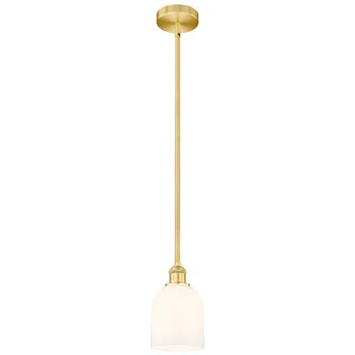 Innovations Lighting Edison Bella 5.5"w Satin Gold Stemmed Mini Pendant W/ Glossy White Sha