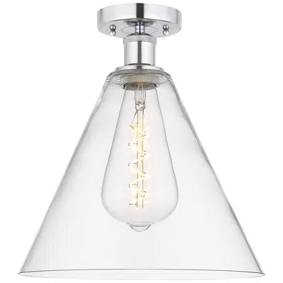 Innovations Lighting Edison Berkshire  12" Semi-flush Mount - Polished Chrome - Clear Shade