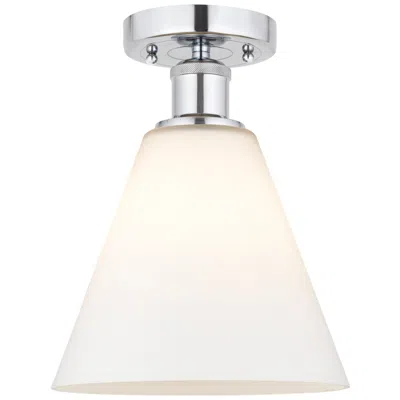 Innovations Lighting Edison Berkshire  8" Semi-flush Mount - Polished Chrome - Matte White