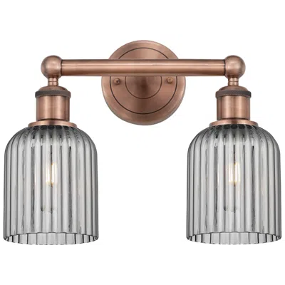 Innovations Lighting Edison Bridal Veil 2 Light 14" Bath Vanity Antique Copper Light Smoke Shade