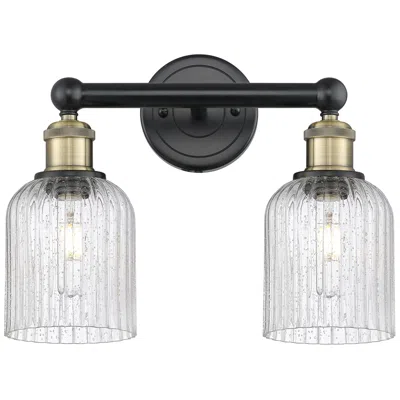 Innovations Lighting Edison Bridal Veil 2 Light 14" Bath Vanity Black Antique Brass Seedy Shade