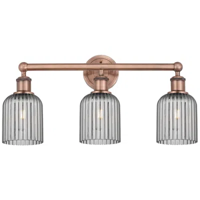 Innovations Lighting Edison Bridal Veil 3 Light 23" Bath Vanity Antique Copper Light Smoke Shade In Brown