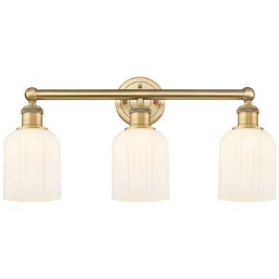 Innovations Lighting Edison Bridal Veil 3 Light 23" Bath Vanity Brushed Brass Gloss White Shade