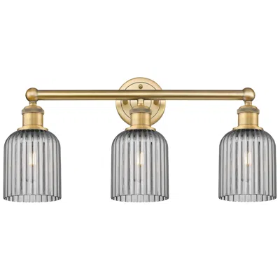 Innovations Lighting Edison Bridal Veil 3 Light 23" Bath Vanity Brushed Brass Light Smoke Shade