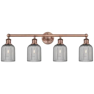 Innovations Lighting Edison Bridal Veil 4 Light 32" Bath Vanity Antique Copper Light Smoke Shade
