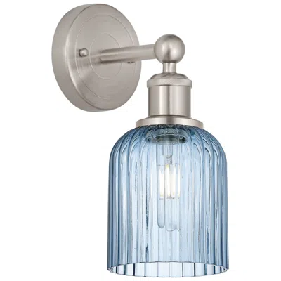 Innovations Lighting Edison Bridal Veil 5" Sconce Satin Nickel Finish Princess Blue Shade