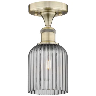 Innovations Lighting Edison Bridal Veil 5" Semi-flush Mount Antique Brass Light Smoke Shade In Gold