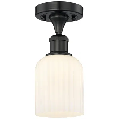 Innovations Lighting Edison Bridal Veil 5" Semi-flush Mount Matte Black Gloss White Shade