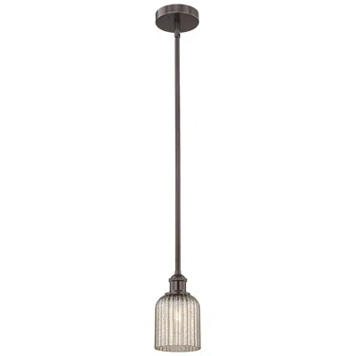 Innovations Lighting Edison Bridal Veil 5" Stem Hung Mini Pendant Black Brass Gloss White