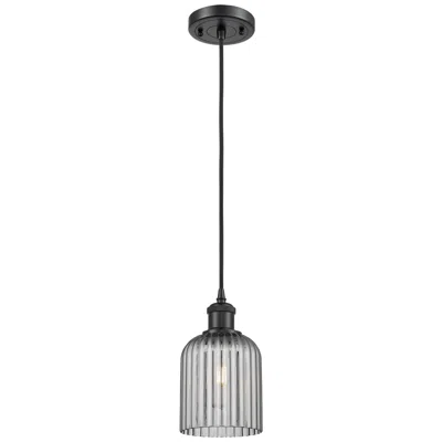 Innovations Lighting Edison Bridal Veil 5" Stem Hung Mini Pendant Brushed Brass Light Smoke