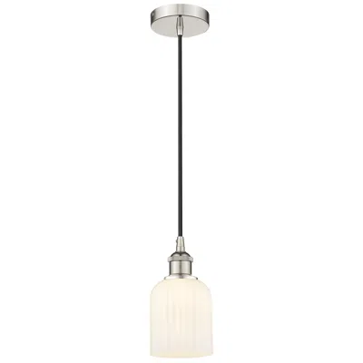 Innovations Lighting Edison Bridal Veil 5" Stem Hung Mini Pendant Polished Nickel Princess Blue