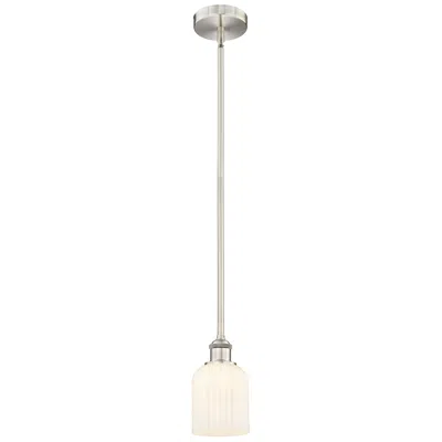Innovations Lighting Edison Bridal Veil 5" Stem Hung Mini Pendant Satin Nickel Gloss White In Silver