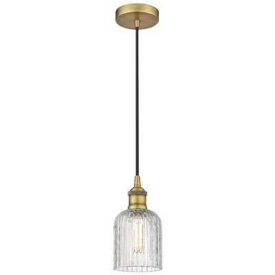 Innovations Lighting Edison Bridal Veil 5" Wide Brushed Brass Corded Mini Pendant W/ Clear