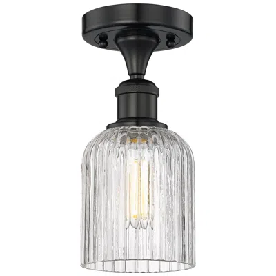 Innovations Lighting Edison Bridal Veil 5" Wide Matte Black Semi-flush Mount With Clear Sha
