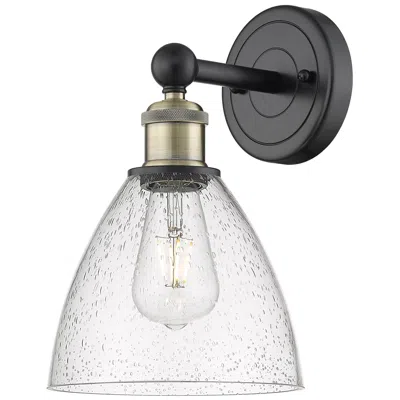Innovations Lighting Edison Bristol Glass 12"high Black Antique Brass Sconce With Seedy Sha