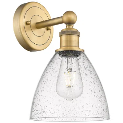 Innovations Lighting Edison Bristol Glass 12"high Brushed Brass Sconce With Seedy Shade