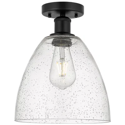 Innovations Lighting Edison Bristol Glass  9" Semi-flush Mount - Matte Black - Seedy Shade