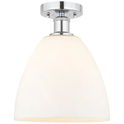 Innovations Lighting Edison Bristol Glass  9" Semi-flush Mount - Polished Chrome - Matte Wh