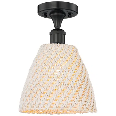 Innovations Lighting Edison Bristol Natural 9" Wide Matte Black Semi.flush Mount With
