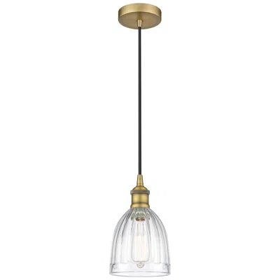 Innovations Lighting Edison Brookfield 6" Brushed Brass Cord Hung Mini Pendant W/ Clear Sha
