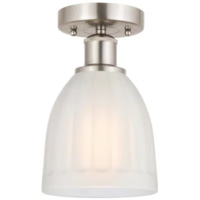 Innovations Lighting Edison Brookfield 6" Brushed Satin Nickel Semi Flush Mount W/ White Sh