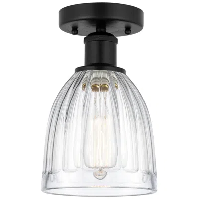 Innovations Lighting Edison Brookfield 6" Matte Black Semi Flush Mount W/ Clear Shade