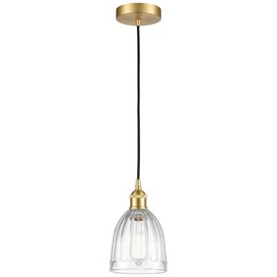 Innovations Lighting Edison Brookfield 6" Satin Gold Cord Hung Mini Pendant W/ Clear Shade