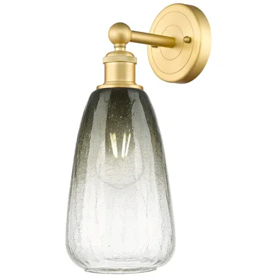 Innovations Lighting Edison Brookhaven Almond 15" High Satin Gold Sconce With Slate Shade