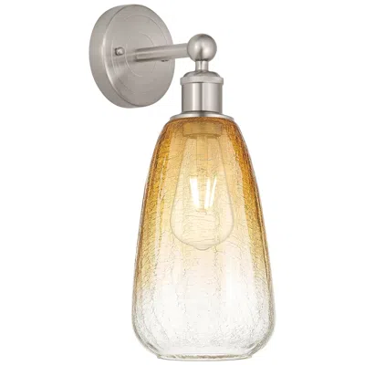 Innovations Lighting Edison Brookhaven Almond 15"h Brushed Nickel Sconce With Amber Shade