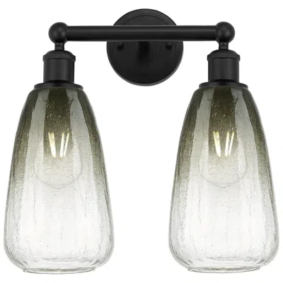 Innovations Lighting Edison Brookhaven Almond 15"w 2 Light Black Bath Light W/ Slate Shade
